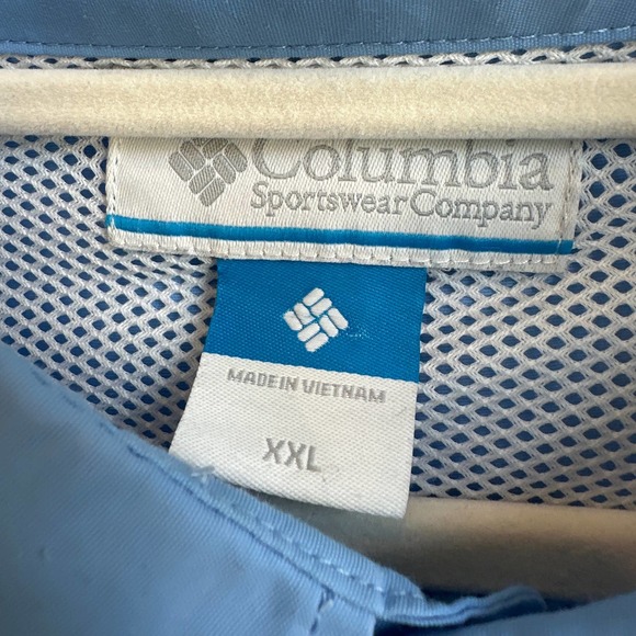 Columbia 2XL Ocean Blue Short Sleeves Button Down Fishing Shirt - Picture 3 of 6